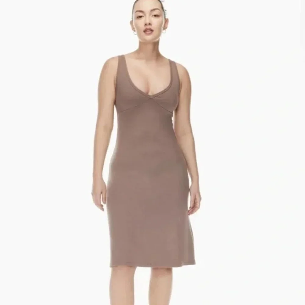 Wilfred Free | Aritzia Ribbed Tank Midi Dress in Lilac Purple | Size Small - Picture 2 of 11
